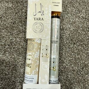 Yara Fragrance Lotion and Spray Set - Gold and Cream